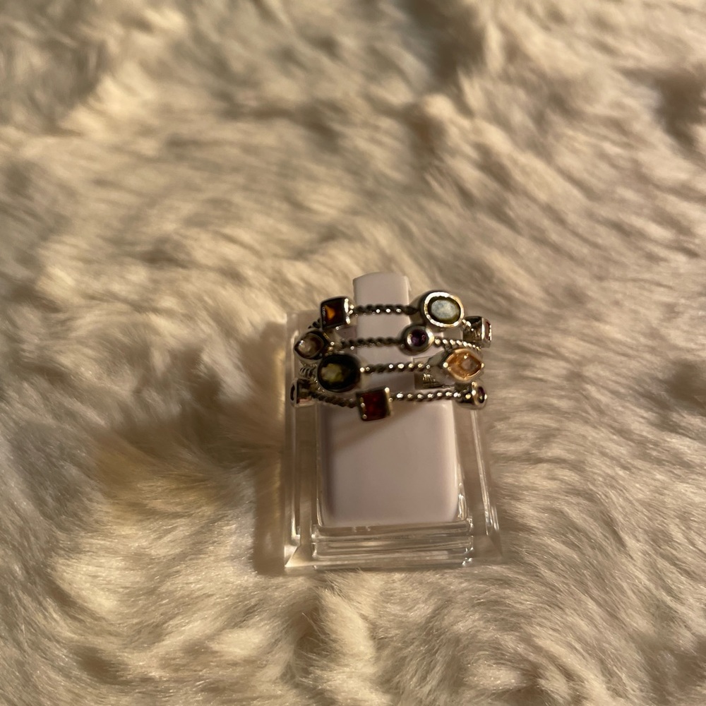 Genuine dipped in S925 Stamped inside Silver Color Rings with colourful CZ size7
